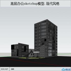 SU01327一套高层办公楼设计作品学生模型