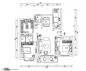 简约清雅现代简约三居室住宅设计施工图（附效果图）