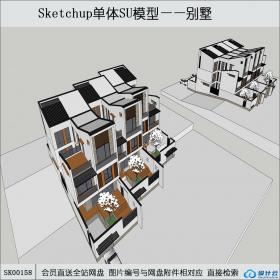 SK00158三层中式别墅su模型