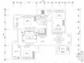 精品豪华简欧风格三居室室内装修施工图（含高清效果图 ...