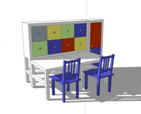 儿童桌椅SU模型 (5)