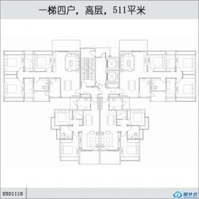 HX01118一梯四户，高层，511平米