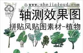 【6988】拼贴风轴测效果图贴图素材-植物