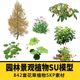 T1704自然植物景观花草树木园林素材 SU草图大师模型sketchup...