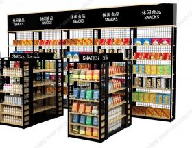 现代休闲零食超市货架组合3D模型ID：363121