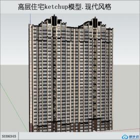SU06345高层住宅，现代主义风格，33层