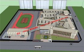 NO01134小学教学楼建筑方案设计cad图纸su模型效果图psd排版