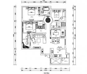 现代风格的三居室设计施工图（含效果图）