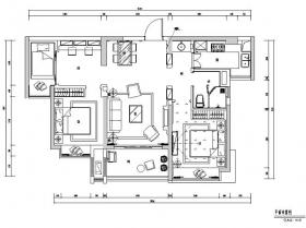 东部现代城三居室样板房设计施工图（附效果图）