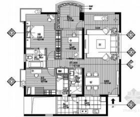 [广东]名城小区现代风格三居室样板间室内设计装修施工图