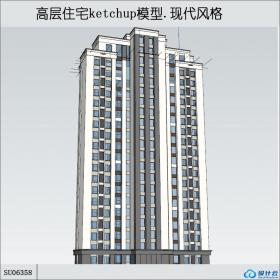 SU06358高层住宅，现代主义风格，23层