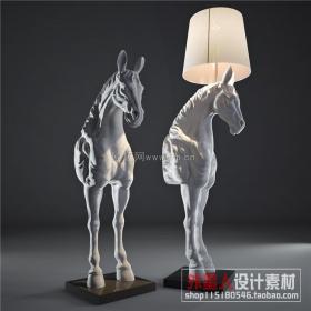 [落地灯] 现代马头装饰灯3D模型下载ID233276 k06530