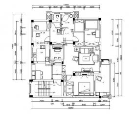 整套田园风格样板房设计CAD施工图（含效果图）