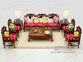 中式风格沙发组合3Dmax模型 (8)