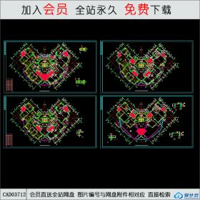 CAD03712阳光带海滨城平立剖面图(5张)CAD