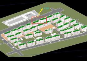 031 多层住宅楼建筑群施工场地模拟模型
