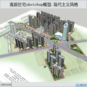 SU012184商住小区规划，现代主义风格，24~30层