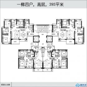 HX01108一梯四户，高层，393平米