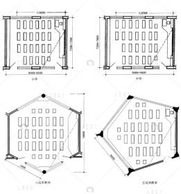 中小学建筑室内平面图 建筑图案例分析资料原创设计素材库