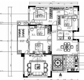 [南宁]简约温馨四居室室内设计CAD施工图