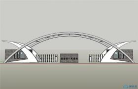 SU01053人民医院大门设计学生作品su模型草图大师sketchup