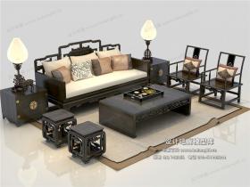 中式风格沙发组合3Dmax模型 (2)