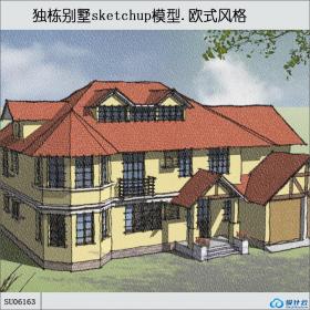 SU06163独栋别墅，现代建筑，三层建筑