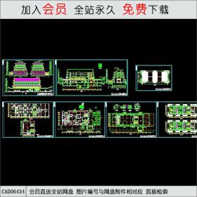 船造型仿古饭店建筑方案平、立面图CAD