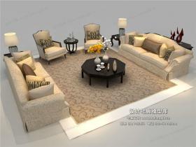 欧式风格沙发组合3Dmax模型 (70)