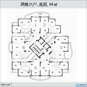 HX01120两梯六户,高层,98㎡