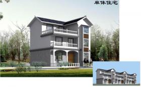 三层单体住宅别墅建筑设计（包含效果图）