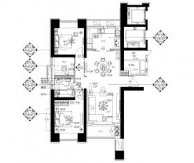 大连滨海新区海洋公园两居室样板房施工图