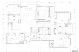 水景城四居室样板房室内装修施工图+效果图