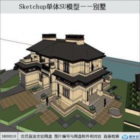 SK00210古典大别墅su模型