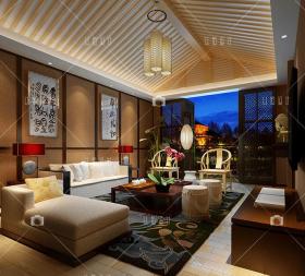X49-3dmax古典中式新中式风格3d模型客厅餐厅卧室 原创设计...