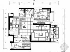 [武汉]现代风格色彩鲜明两居室装修CAD施工图（含效果图...