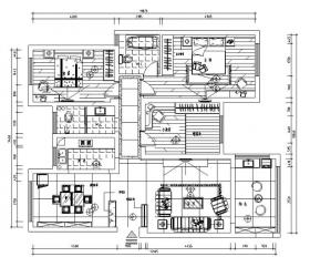 现代风格三居室住宅设计施工图（附效果图）