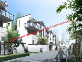 NO01035别墅群居住区建筑方案设计cad总图绿化标高su模型效...