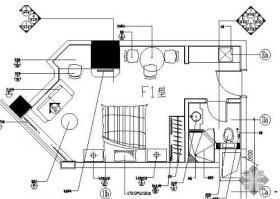 [上海]某国际公寓样板房F1型装修图