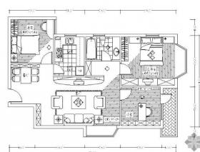 [深圳]98㎡三居室样板间施工图