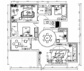 [湖南]清新现代简约风格四居室室内装修施工图（含效果）
