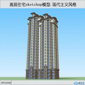 SU012322高层住宅，现代主义风格，23层