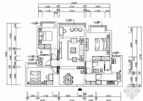 [银川]工业园区简欧三居室雅居装修施工图（含效果及模型...