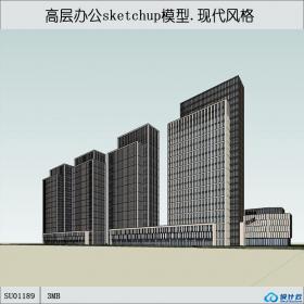SU01189高层办公楼群组设计su模型草图大师
