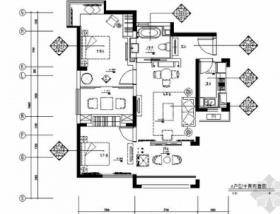 [上海]现代简约风格两居室室内装修施工图（含效果）