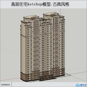 SU06334高层住宅，西方古典元素，33层