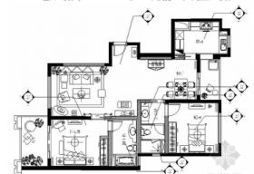 [上海]示范居住小区简欧两居室室内装修施工图（含实景）