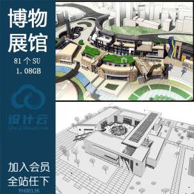 YH00136 SU06-su草图大师模型 公共建筑博物馆sketchup 原创设计...