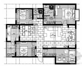 温馨浪漫现代风情四居室样板间CAD装修施工图（含效果）