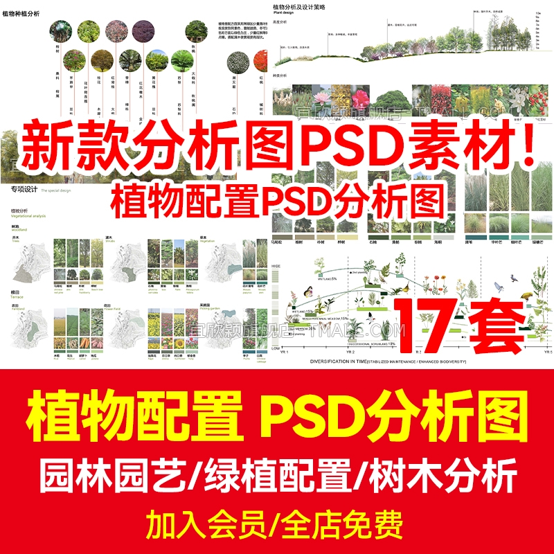 植物配置分析图PSD分层绿植种植被景观环艺搭配园林设计PS素材-1